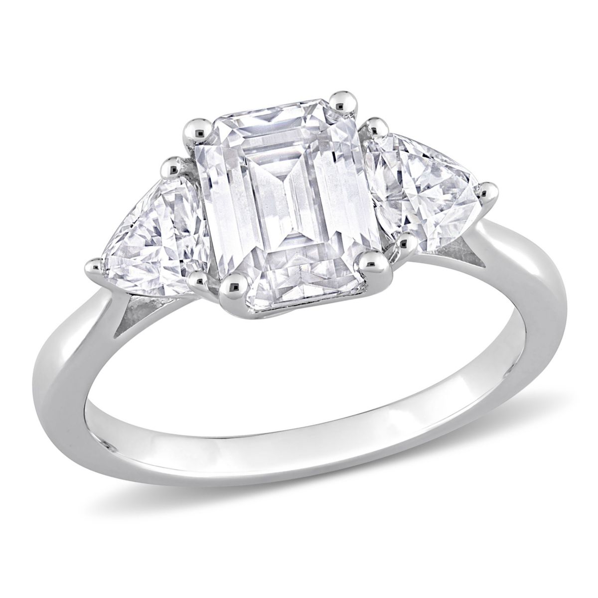 Lab Created Created White Moissanite 3-Stone Ring in Sterling Silver
