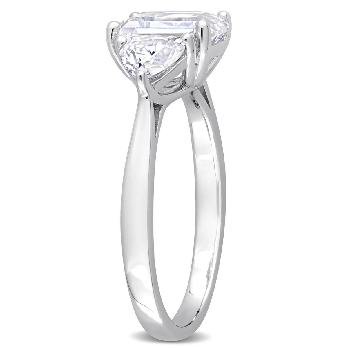 Lab Created Created White Moissanite 3-Stone Ring in Sterling Silver