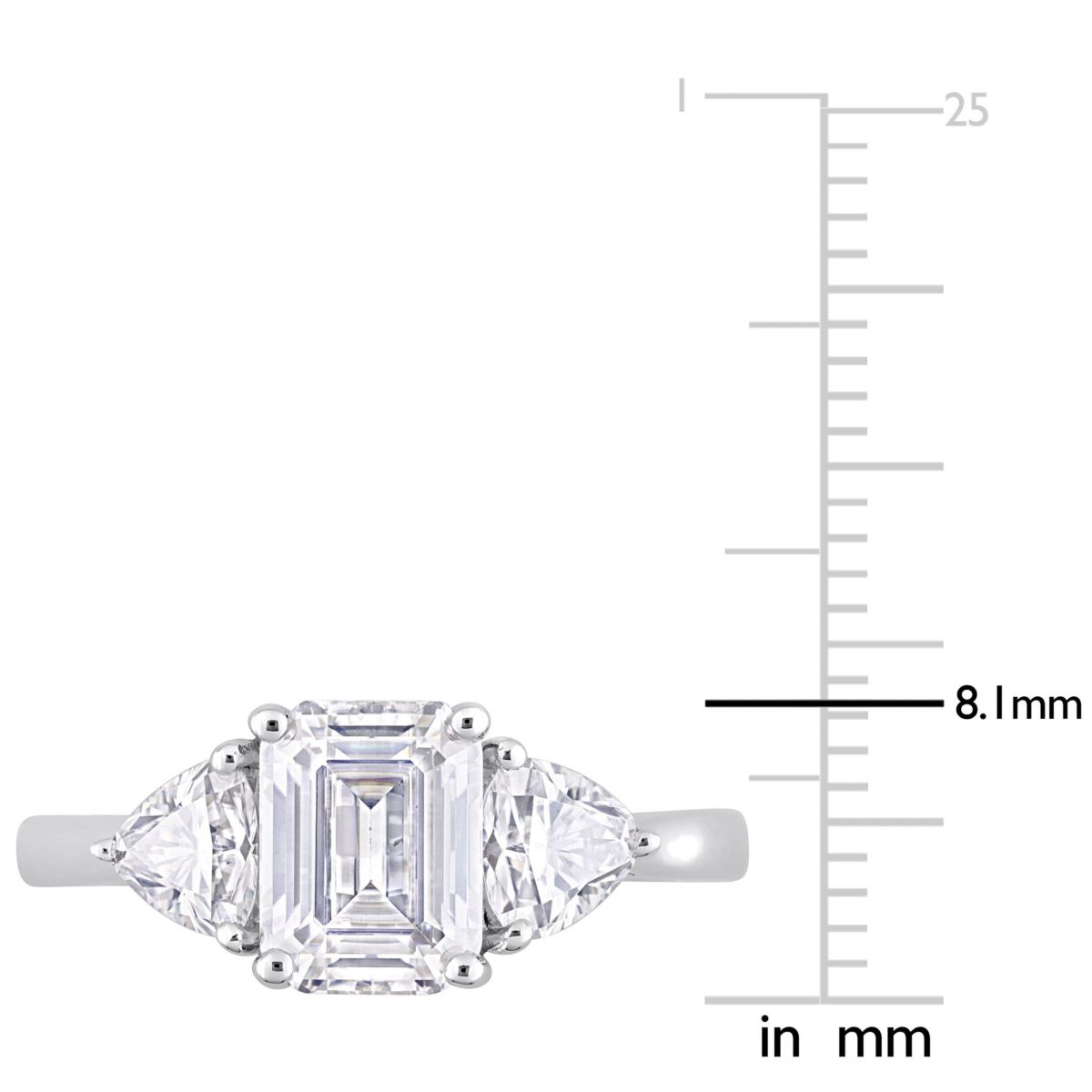Lab Created Created White Moissanite 3-Stone Ring in Sterling Silver