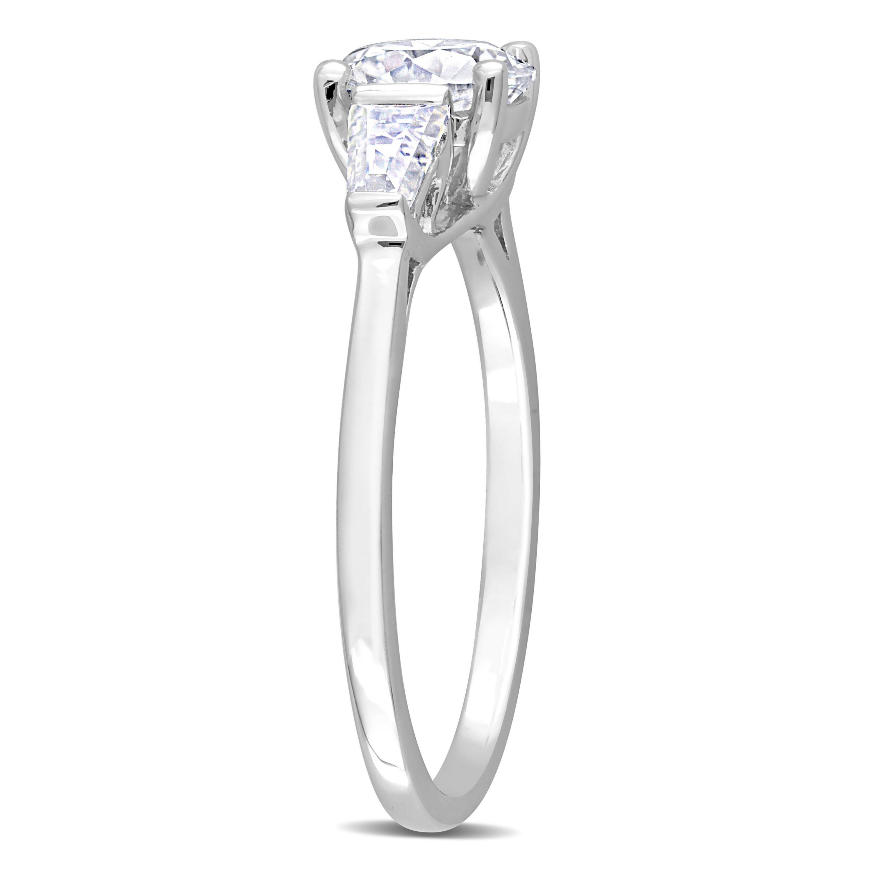 Lab Created Created White Moissanite 3-Stone Ring in Sterling Silver