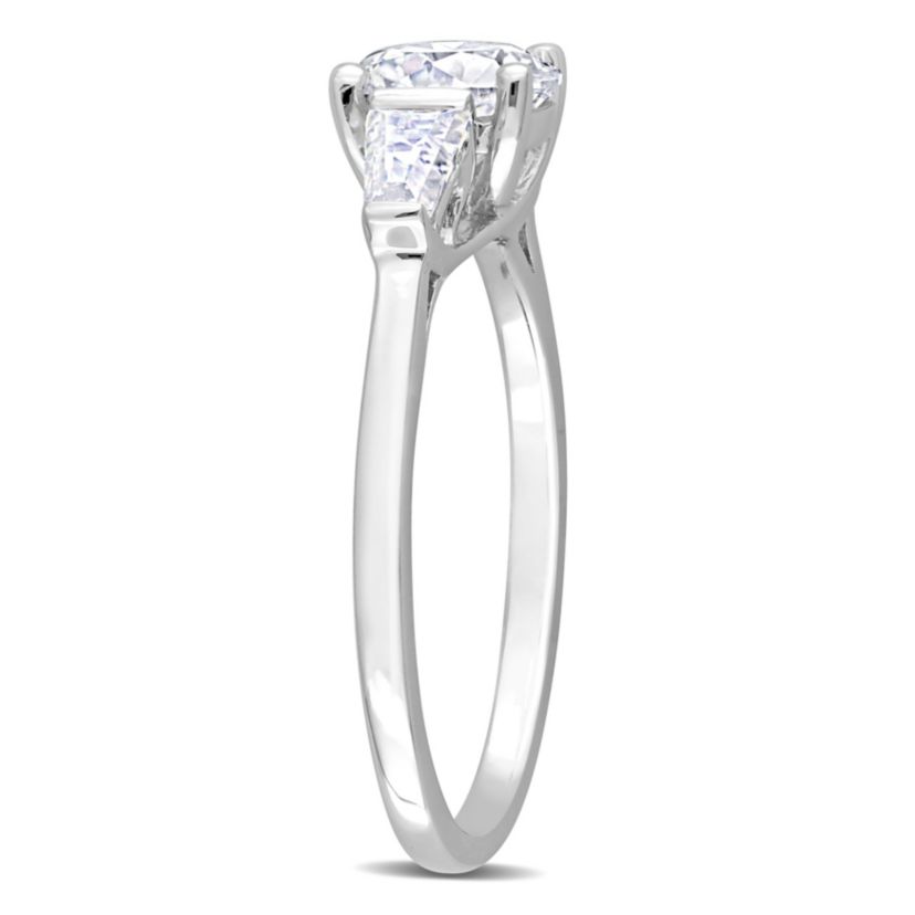Lab Created Created White Moissanite 3-Stone Ring in Sterling Silver