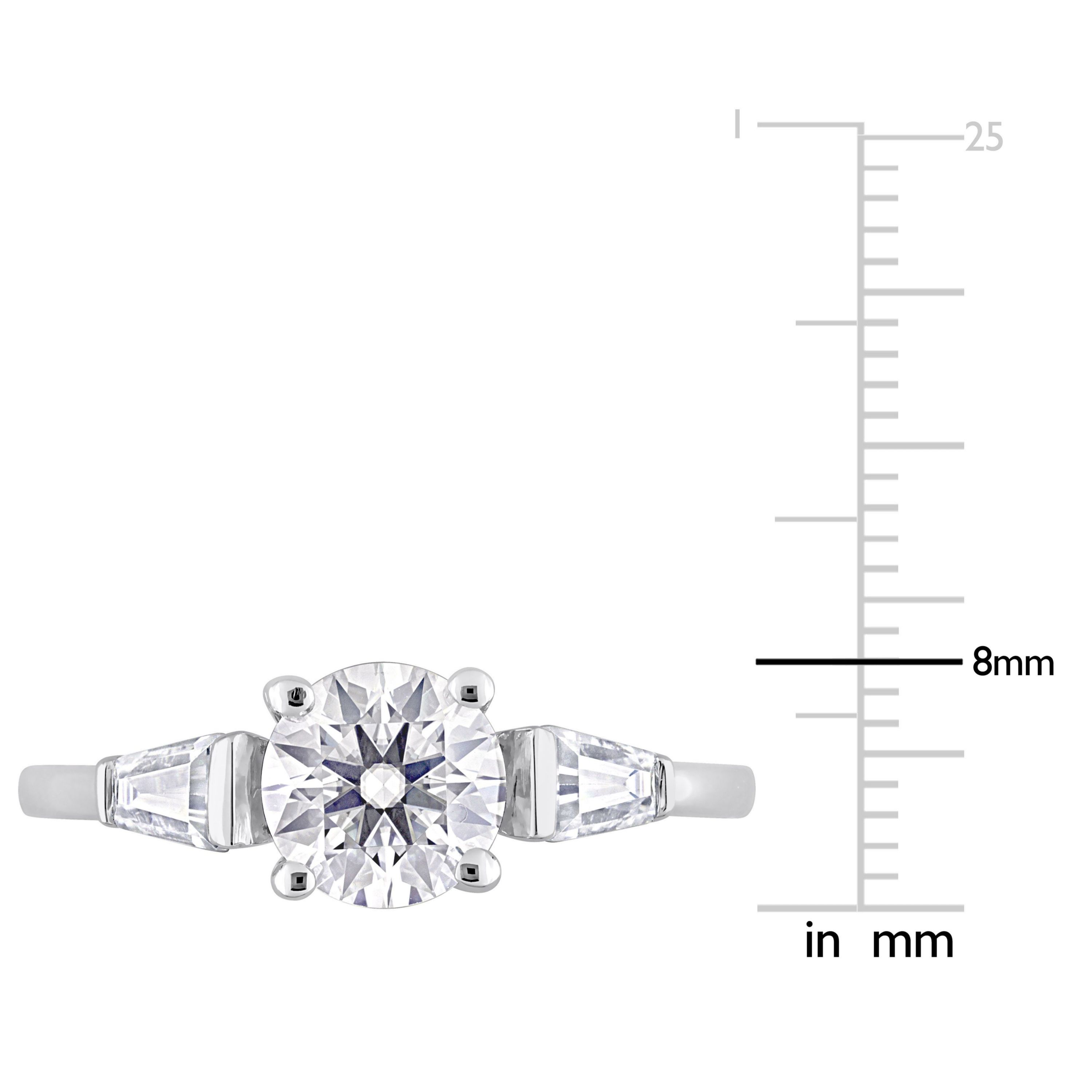 Lab Created Created White Moissanite 3-Stone Ring in Sterling Silver