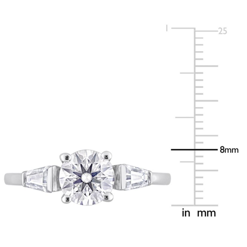 Lab Created Created White Moissanite 3-Stone Ring in Sterling Silver