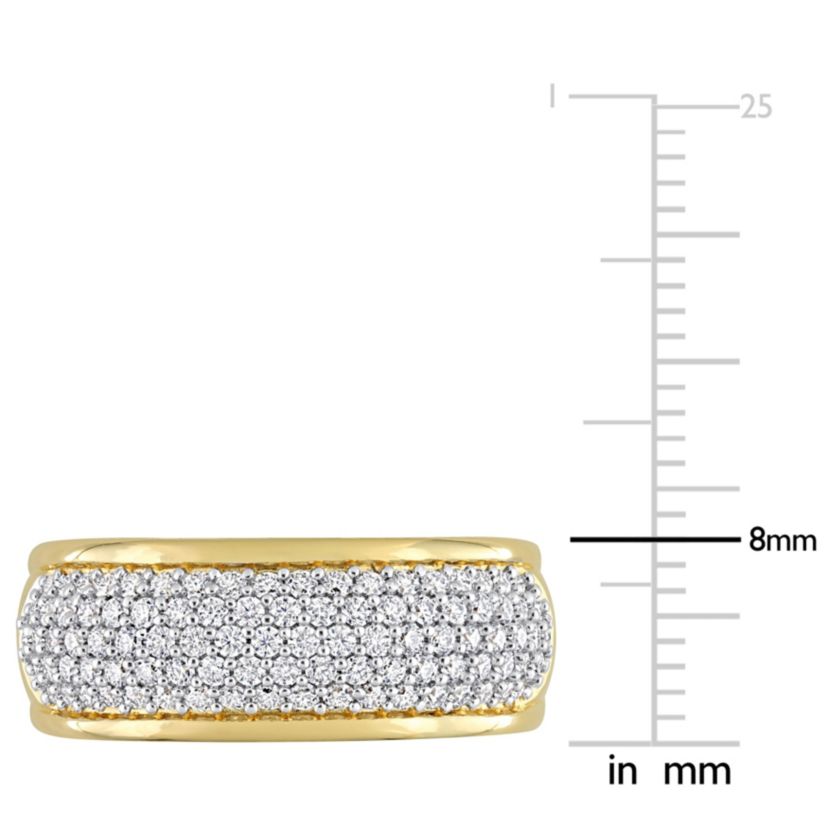 Lab Created Created White Moissanite Semi-Eternity Ring in Yellow Plated Sterling Silver