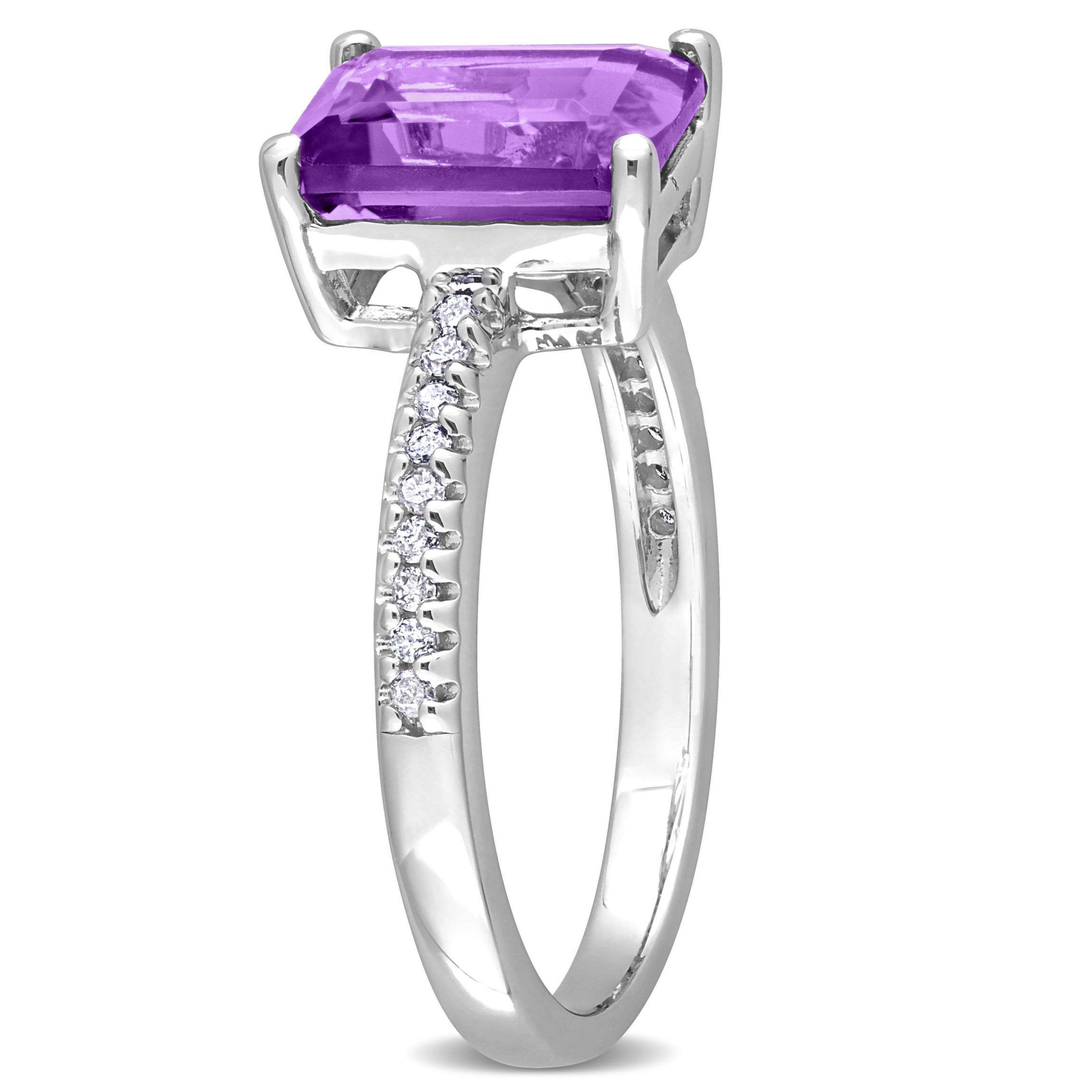 Sky-Blue Topaz, Amethyst and 1/10 ct. t.w. Diamond "Toi et Moi" Ring in Sterling Silver