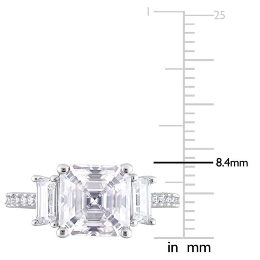 Lab Created Created White Moissanite 3-Stone Ring in Sterling Silver