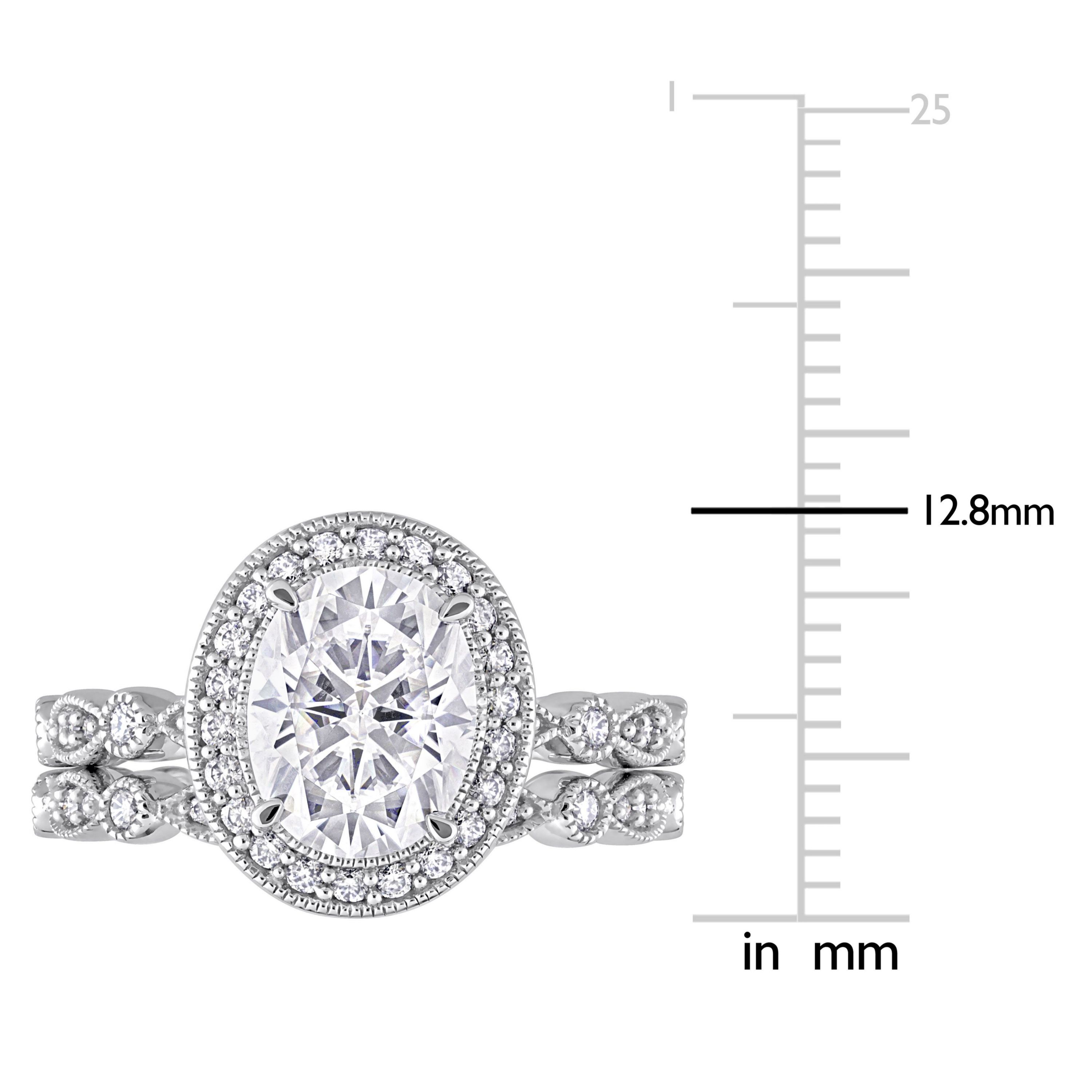 Lab Created Created White Moissanite Bridal Ring Set in 10K White Gold