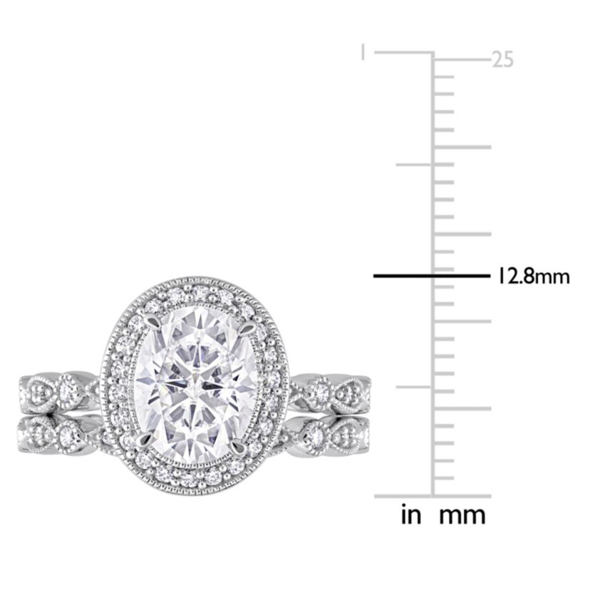 Lab Created Created White Moissanite Bridal Ring Set in 10K White Gold