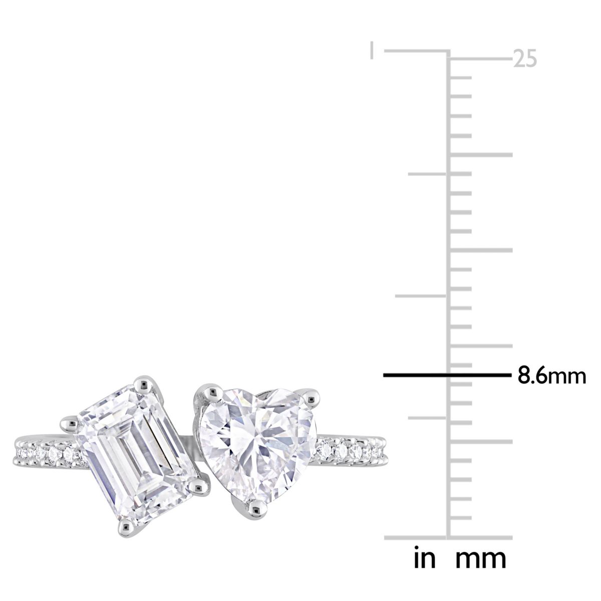 Lab Created Created White Moissanite 2-Stone Ring in Sterling Silver