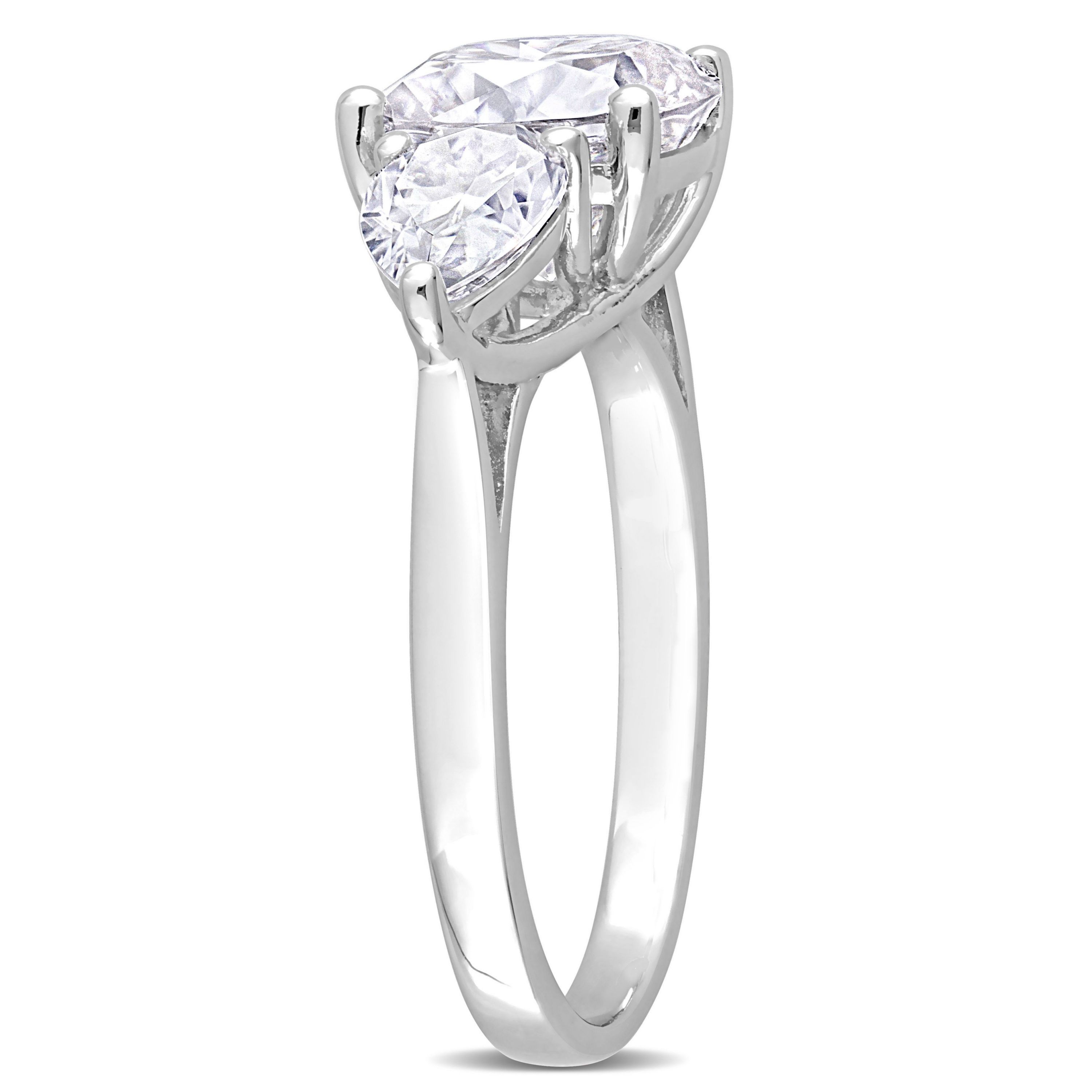 Lab Created Created White Moissanite 3-Stone Ring in Sterling Silver