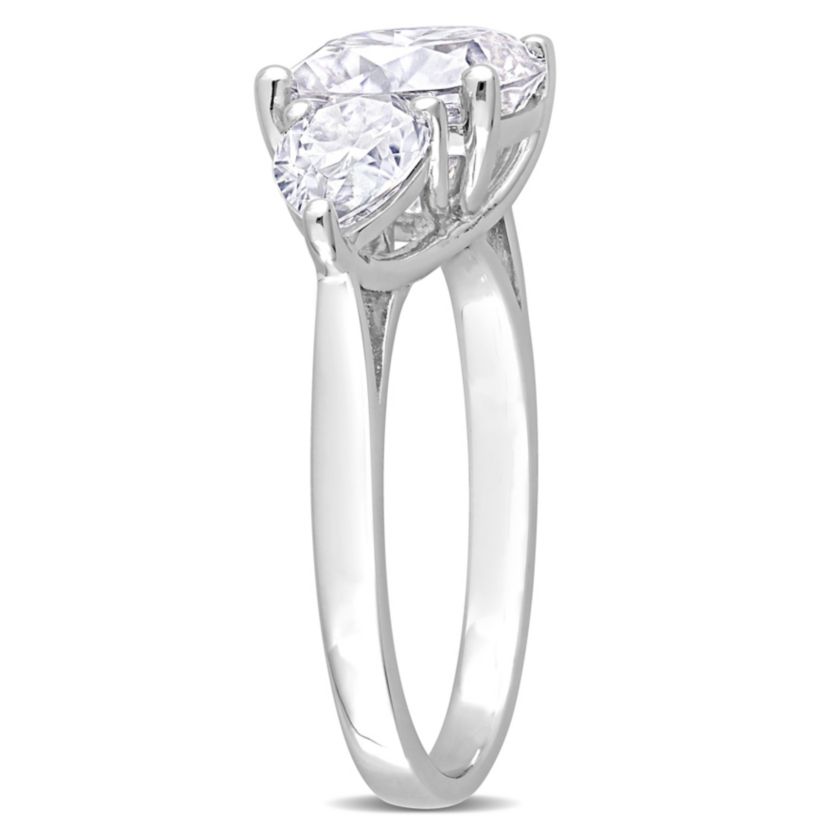 Lab Created Created White Moissanite 3-Stone Ring in Sterling Silver