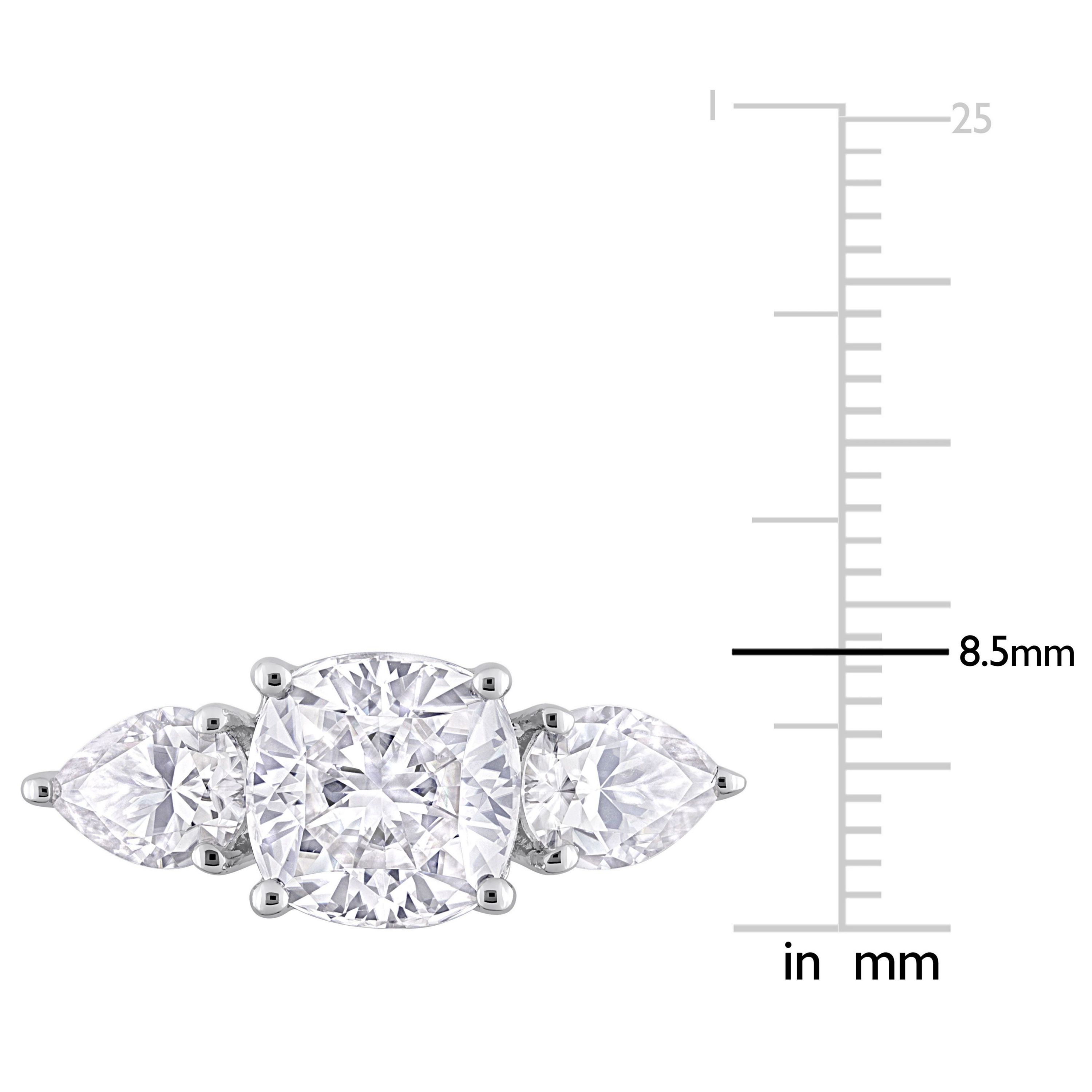 Lab Created Created White Moissanite 3-Stone Ring in Sterling Silver