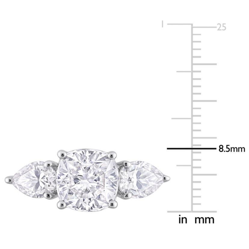 Lab Created Created White Moissanite 3-Stone Ring in Sterling Silver