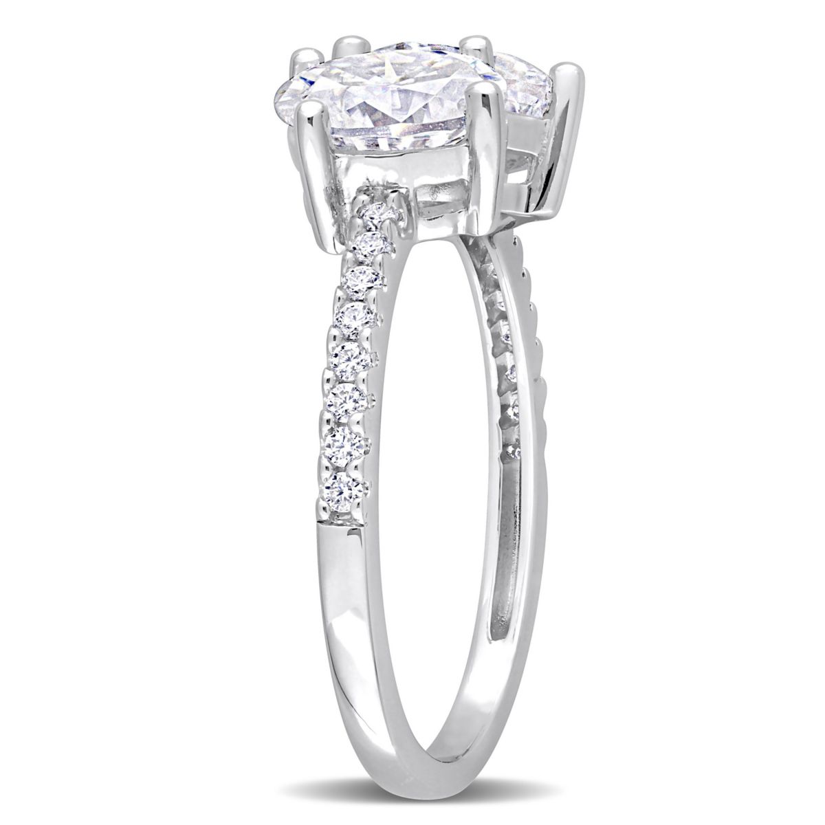 Lab Created Created White Moissanite 2-Stone Ring in Sterling Silver