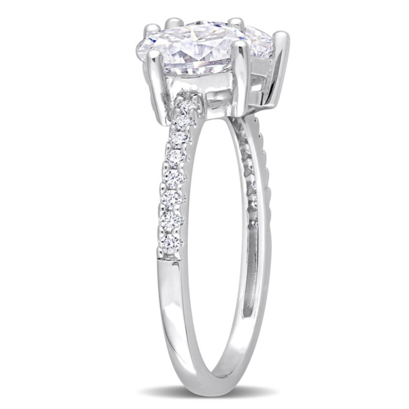 Lab Created Created White Moissanite 2-Stone Ring in Sterling Silver