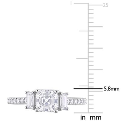 Lab Created White Moissanite 3- Stone Ring Sterling Silver