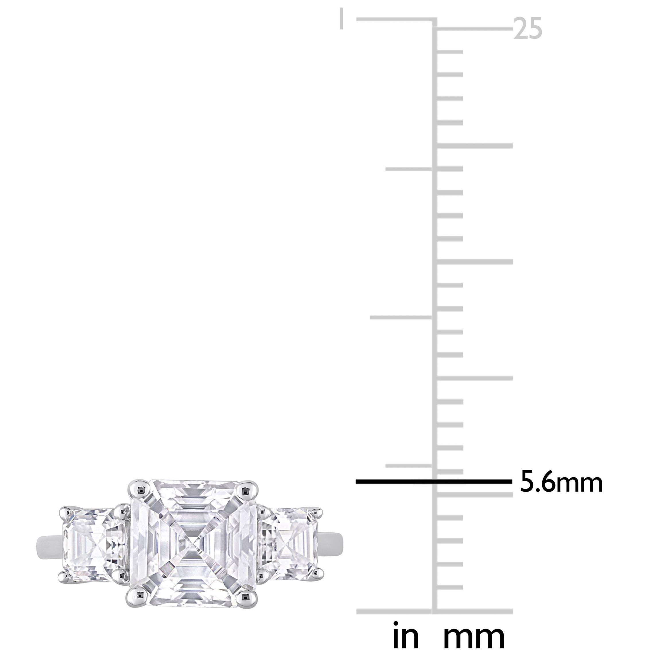 Lab Created Created White Moissanite 3-Stone Ring in Sterling Silver