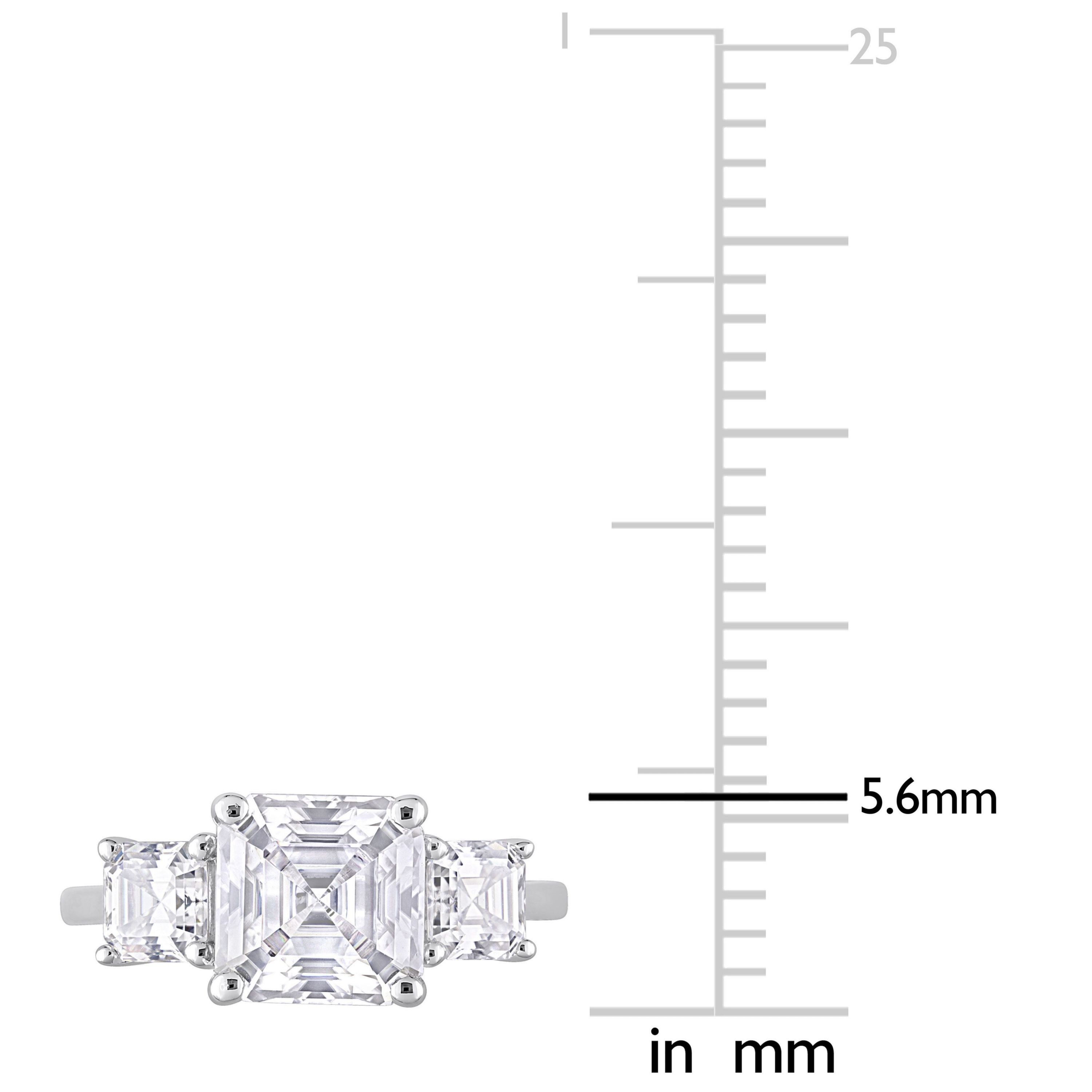 Lab Created Created White Moissanite 3-Stone Ring in Sterling Silver
