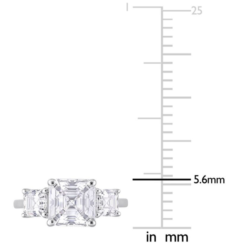 Lab Created Created White Moissanite 3-Stone Ring in Sterling Silver
