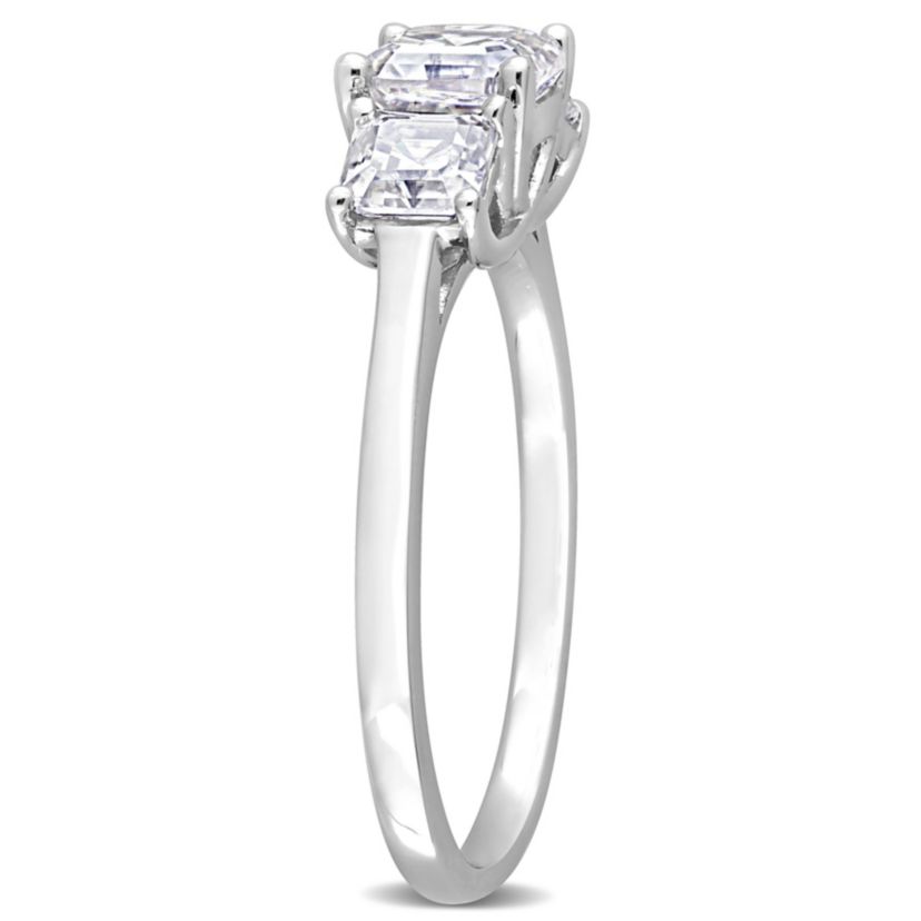 Lab Created Created White Moissanite 3-Stone Ring in Sterling Silver