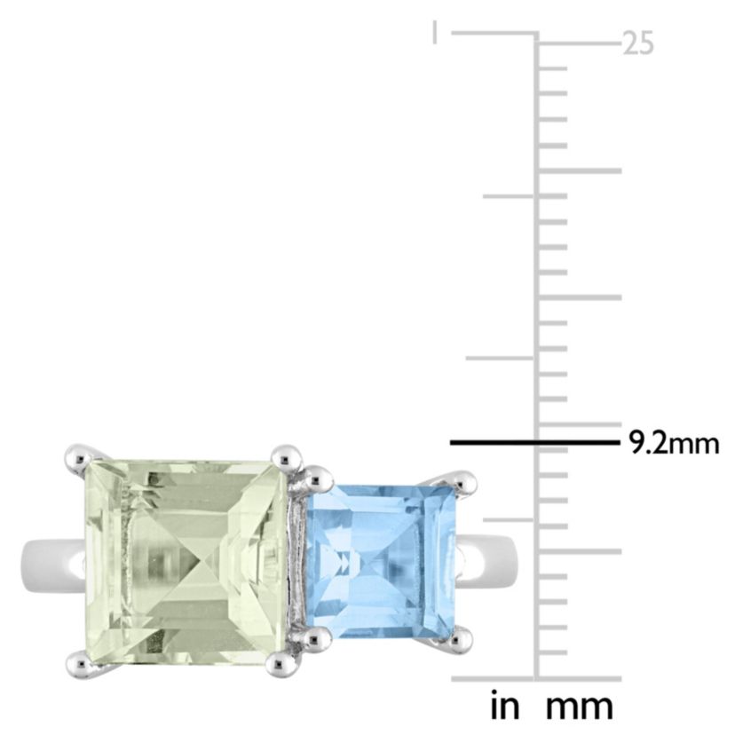 Green Quartz and Sky-Blue Topaz Ring in Sterling Silver