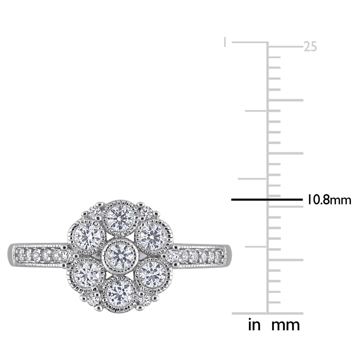 Lab Created Created White Sapphire Floral Ring in Sterling Silver