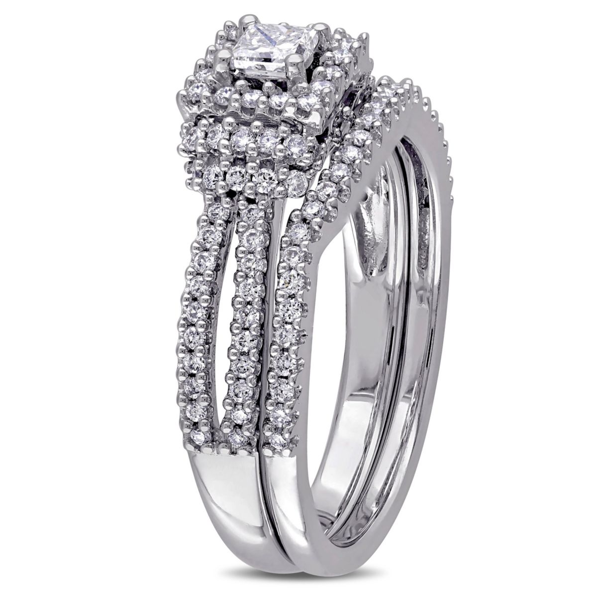 3/4 ct. t.w. Diamond Halo Bridal Set in 14K White Gold