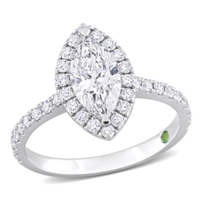 Belk & Co Lab Created 1 ct. t.w. Lab Grown Diamond with Tsavorite Accent Halo Engagement Ring in 14K White Gold, 6 -  0075000737379