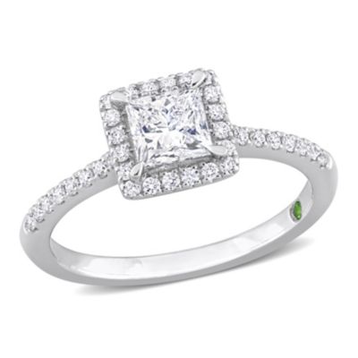 Belk & Co Lab Created 1 ct. t.w. Lab Grown Diamond with Tsavorite Accent Halo Engagement Ring in 14K White Gold, 6 -  0075000737188