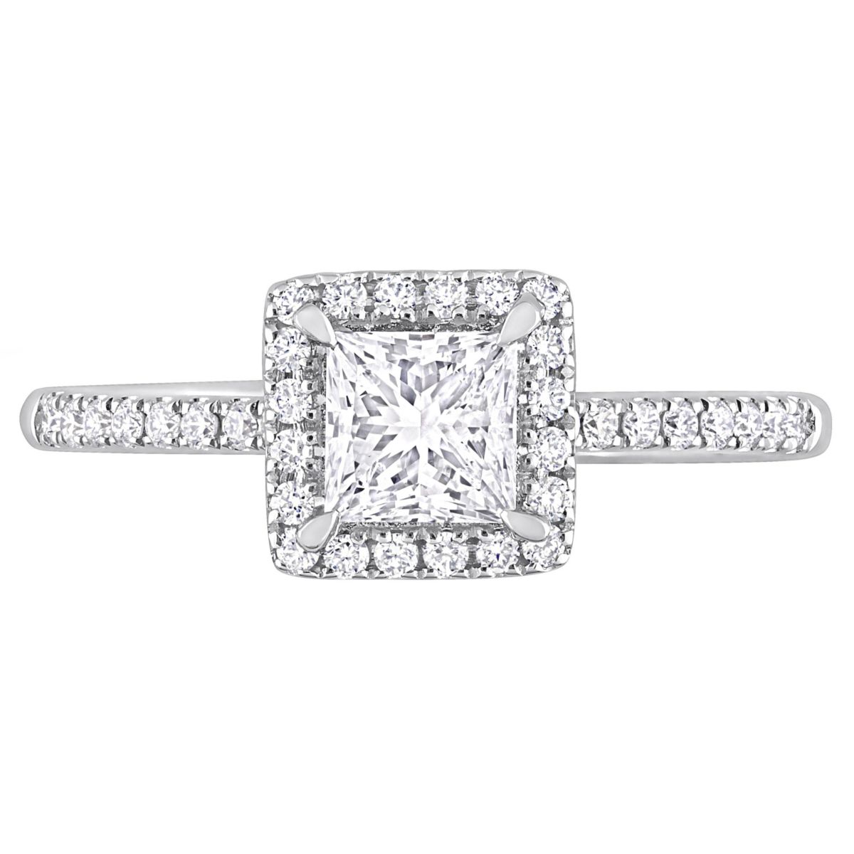 Lab Created 1 ct. t.w. Lab Grown Diamond with Tsavorite Accent Halo Engagement Ring in 14K White Gold