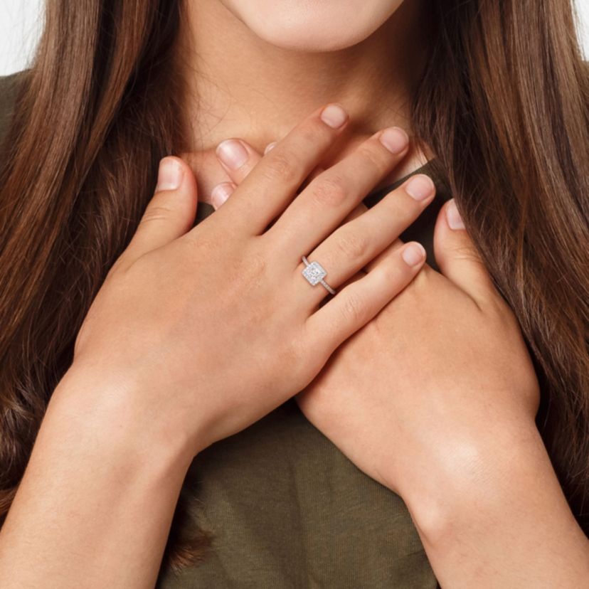 Lab Created 1 ct. t.w. Lab Grown Diamond with Tsavorite Accent Halo Engagement Ring in 14K White Gold