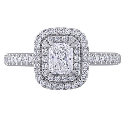 1 ct. t.w. Diamond Double Halo Engagement Ring 14K White Gold