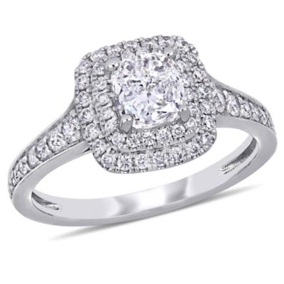 Belk & Co 1.47 Ct. T.w. Diamond Double Halo Engagement Ring In 14K White Gold