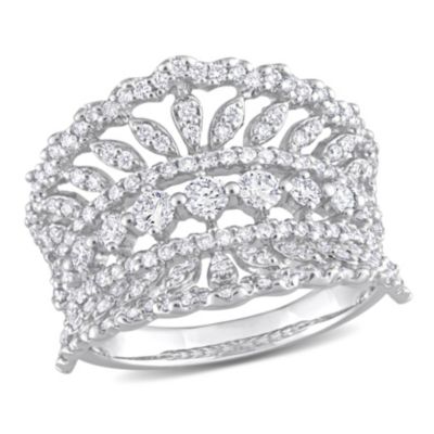 Belk & Co Lab Created 1.18 ct. t.w. Lab Grown Diamond Crown Design Wide Ring in 14K White Gold, 6 -  0075000740225