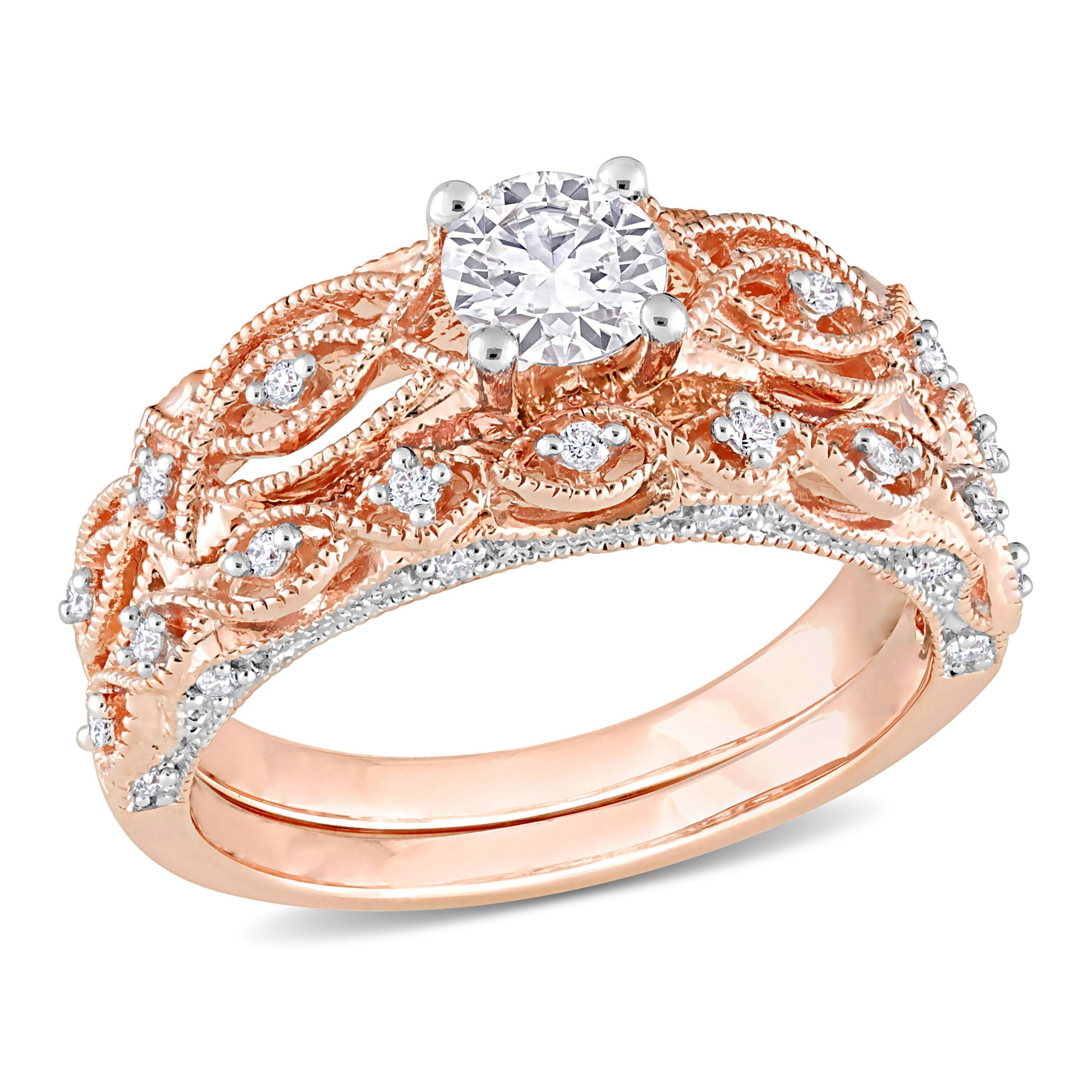 Belk & Co. 3/4 ct. t.w. Diamond Bridal Ring Set in 10K Rose Gold | Belk