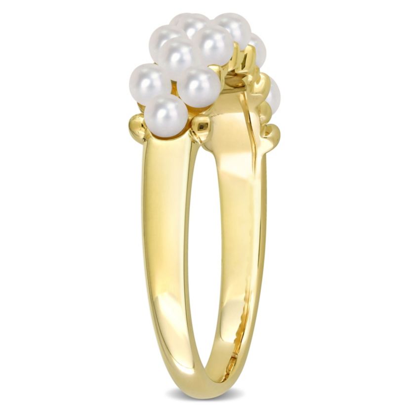 Freshwater Cultured Pearl Semi-Eternity Ring in 14K Yellow Gold