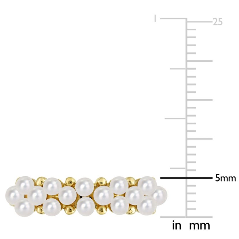 Freshwater Cultured Pearl Semi-Eternity Ring in 14K Yellow Gold