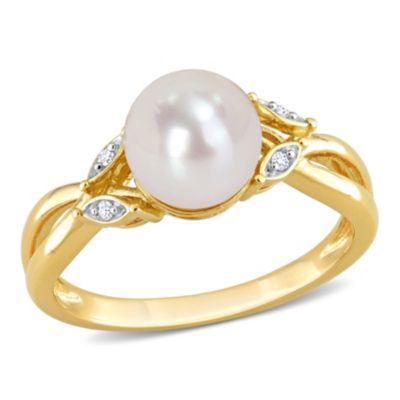 Belk & Co. Freshwater Cultured Pearl and 1/10 ct. t.w. Diamond ...