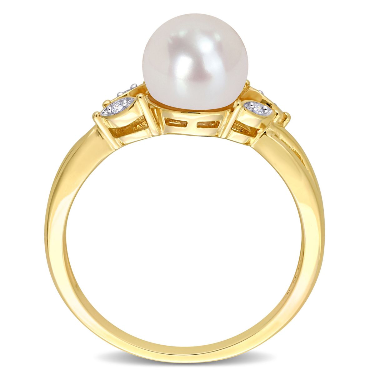 Freshwater Cultured Pearl and 1/10 ct. t.w. Diamond Solitaire Ring in 10K Yellow Gold