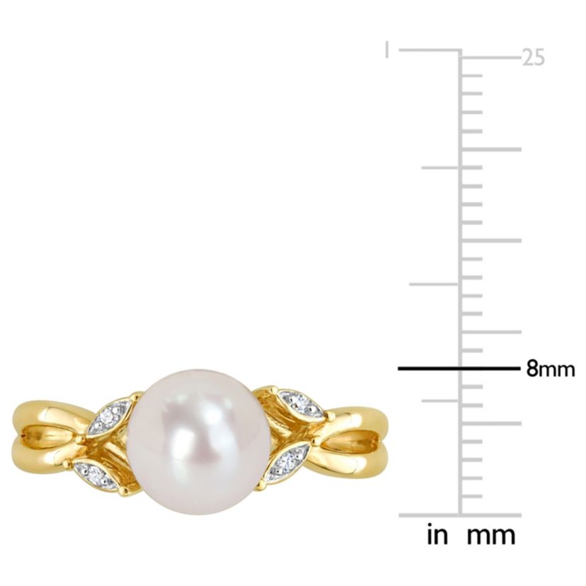 Freshwater Cultured Pearl and 1/10 ct. t.w. Diamond Solitaire Ring in 10K Yellow Gold