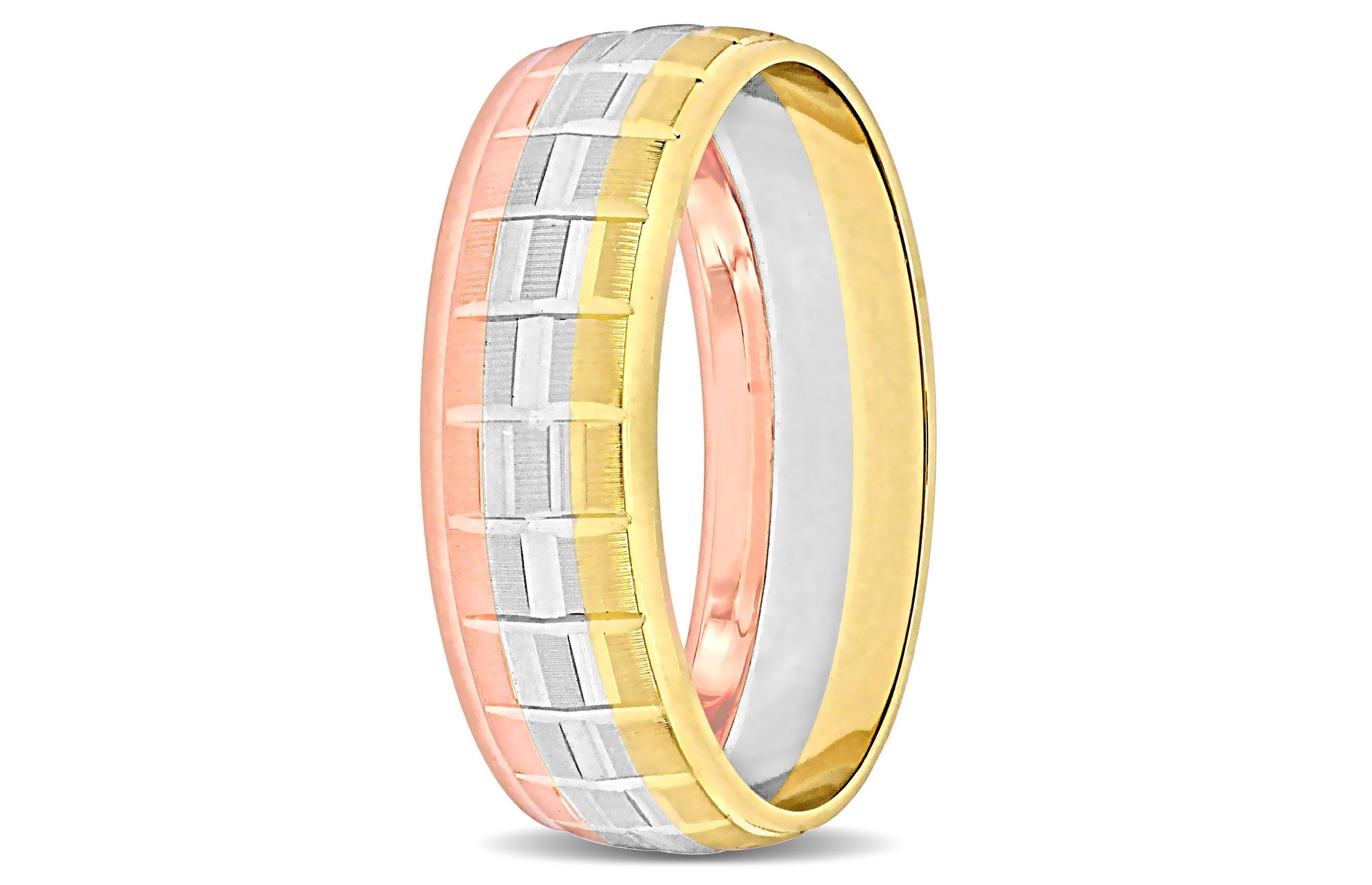 Mens Wedding Band in 10K Tri-Tone Gold