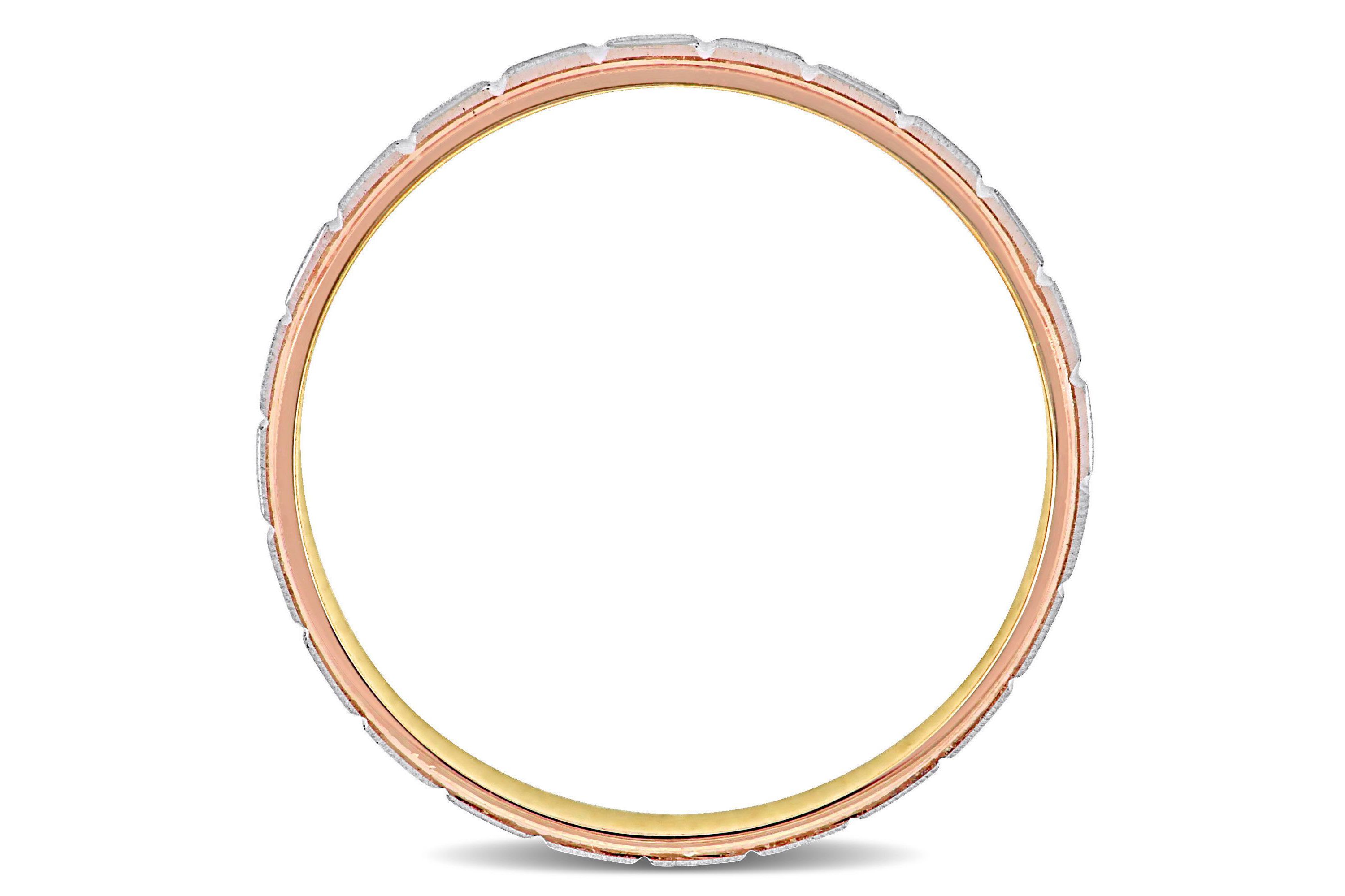 Mens Wedding Band in 10K Tri-Tone Gold