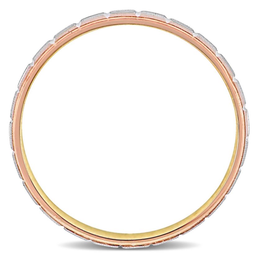 Mens Wedding Band in 10K Tri-Tone Gold