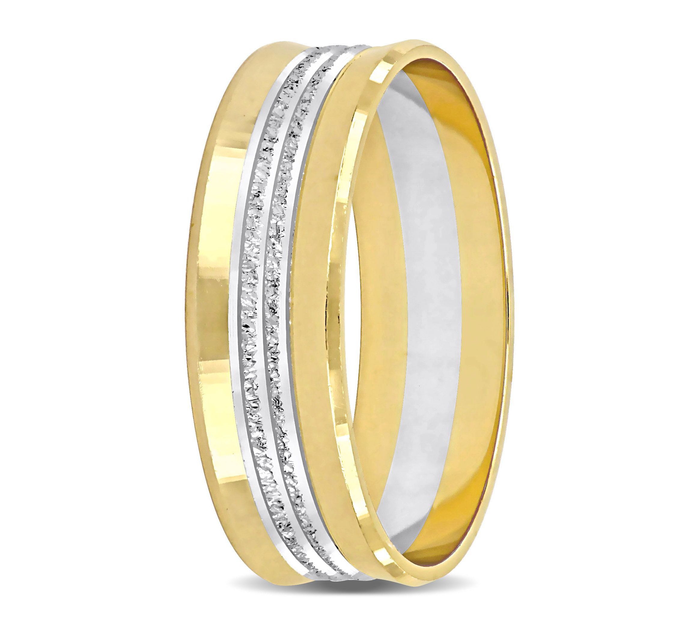 Center Motif Ladies Wedding Band in 14K 2-Tone Gold