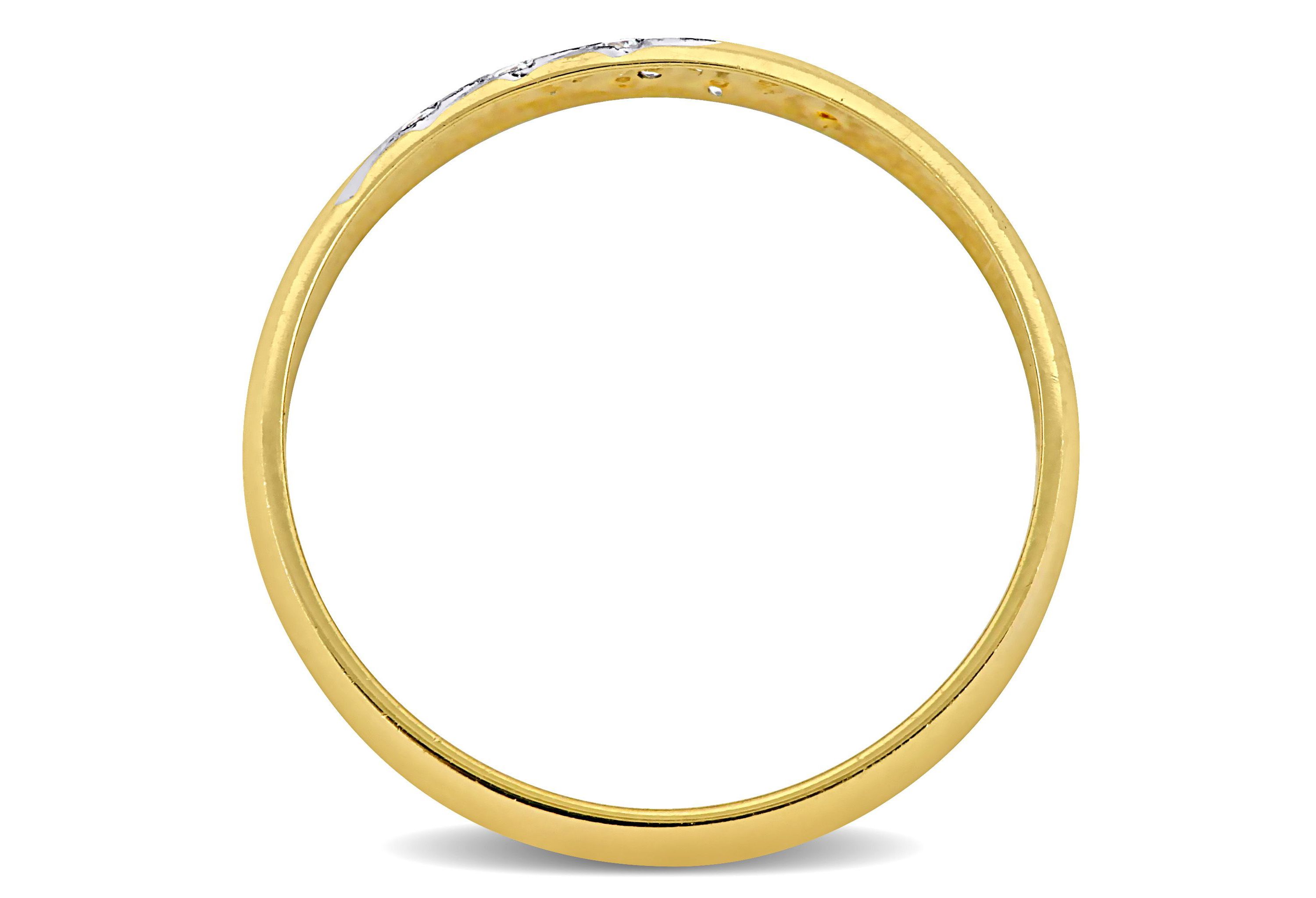 Cubic Zirconia 3-Row Mens Wedding Band in 14K 2-Tone Gold