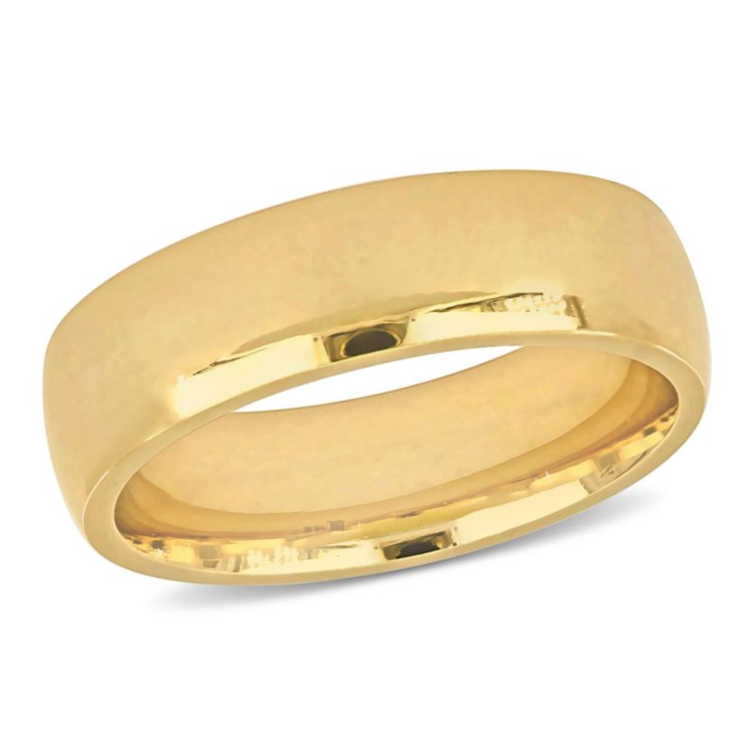 Polished Finish Comfort Fit Mens Wedding Band in 14K Yellow Gold