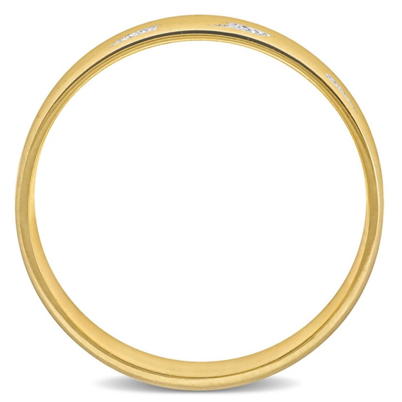 Ribbed and Striped Curved Ladies Wedding Band in 14K Yellow Gold