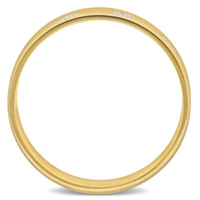 Ribbed and Striped Curved Men's Wedding Band 14K Yellow Gold