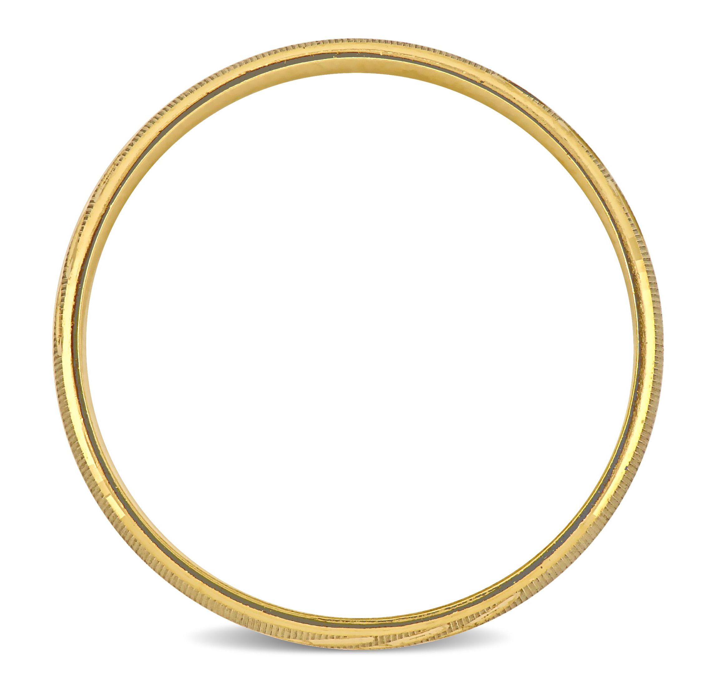 Striped Brushed Finish Mens Wedding Band in 14K Yellow Gold