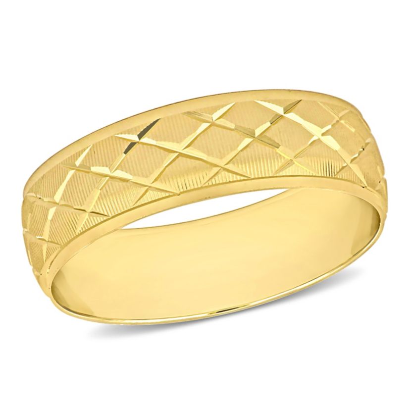 Lattice Mens Wedding Band in 14K Yellow Gold